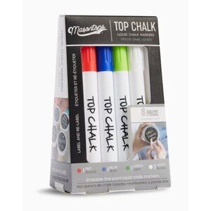 Mason Tops Liquid Chalk Markers 6-Pack - Erasable Fine Point For Chalkboards & L